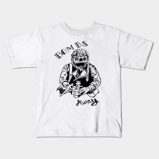 Bombs Away WW2 Skull Pilot Bomber Skeleton Kids T-Shirt